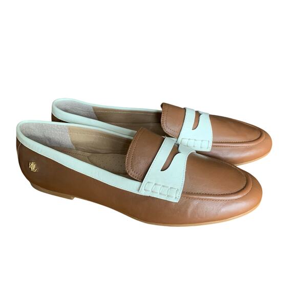 Lauren by Ralph Lauren Shoes - Lauren Ralph Lauren Adison Size 11B Women’s Brown Tan White Penny Loafer Leather